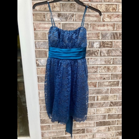 Vintage 90s/Y2K Trixxi Blue Lace Goth Whimsygoth Formal Dress - Picture 5 of 7